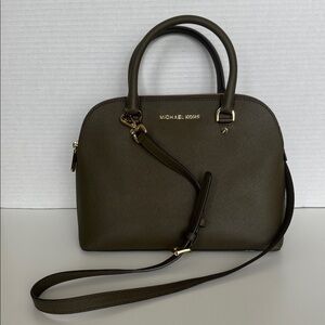 Michael Kors Saffiano  Satchel with Crossbody Strap, Olive Green